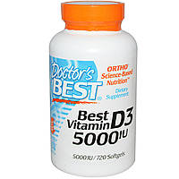 Витамин D3 5000IU, Doctor's Best, 720 желатиновых капсул XN, код: 7408806