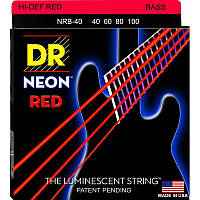 Струны для бас-гитары DR NRB-40 Hi-Def Neon Red K3 Coated Light Bass Guitar 4 Strings 40 100 UL, код: 6556148