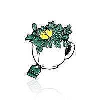 Значок BROCHE Чашка чая зелёный BRGV111591 GG, код: 7566475