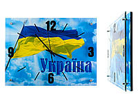 Часы настенные Montre Украина Флаг на фоне неба 28x38 см Стекло Тихий ход (18132) PZ, код: 1402836