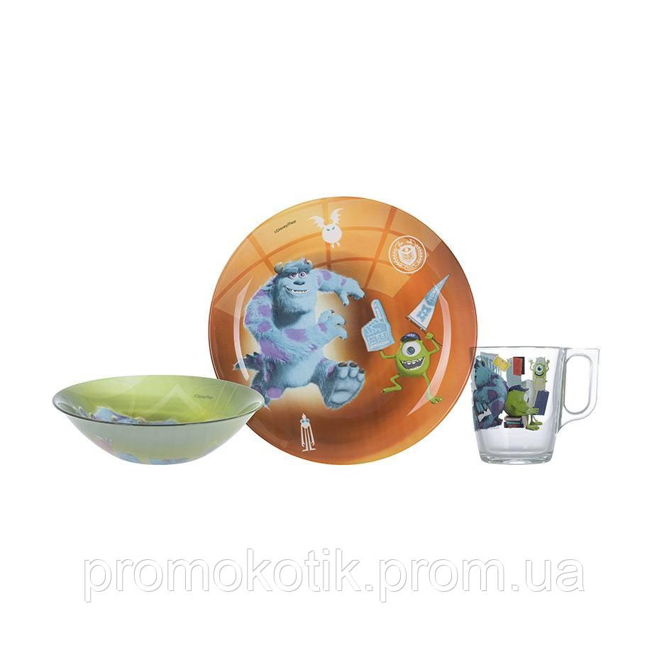 Набір дитячого столового посуду 3 предмети Luminarc Monsters University P9261 PK, код: 8332541