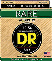 Струны для акустической гитары 6 шт DR RPM-12 Rare Phosphor Bronze Acoustic Guitar Strings Li SP, код: 2656666