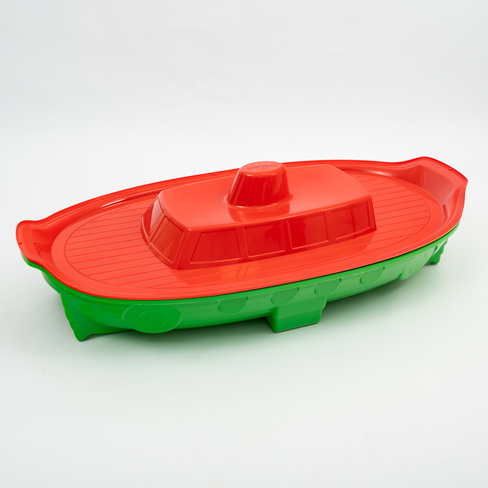 Пісочниця дитяча велика басейн кораблик із кришкою Doloni 1355 * 715 * 375 мм Зелено-червоні CS, код: 7848949