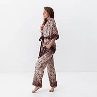 Комплект женский из плюшевого велюра штаны и халат Леопард 3446_XL 16070 XL Отличное качество