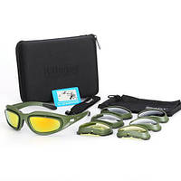 Тактические защитные стрелковые очки с поляризацией Daisy c5 олива 4 комплекта линз SM, код: 8447019