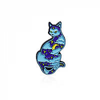 Брошь-значок BROCHE Лунный кот синяя BRGV112505 NX, код: 7465095