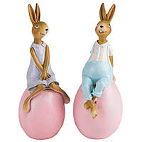 Набор двух декоративных статуэток Easter Bunnies 17х8х7 см Lefard AL219027 NB, код: 8260379