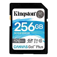 Карта памяти SDXC 256GB UHS-I U3 Class 10 Kingston Canvas Go Plus R170 W90MB s (SDG3 256GB) ET, код: 6713982