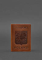 Кожаная обложка для паспорта с польским гербом светло-коричневая Crazy Horse BlankNote BM, код: 8131826