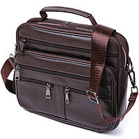 Практичная кожаная мужская сумка Vintage 20670 Коричневый SM, код: 7672292