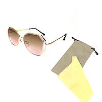 Солнцезащитные очки FlyBy Strong с золотой металической оправой и градиентной коричнево-розов DL, код: 7416149