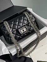 Chanel 1.55 Reissue Double Flap Leather Bag Black/Silver 19.5 x 12.5 x 7 см Отличное качество