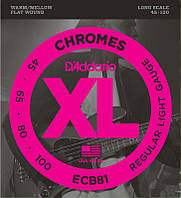 Струны для бас-гитары D'Addario ECB81 Chromes Flatwound Regular Light Bass Strings 45 100 BM, код: 6555890