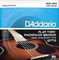 Струны для акустической гитары 6 шт D'Addario EFT16 Phosphor Bronze Flat Tops Light Acoustic GG, код: 2660613