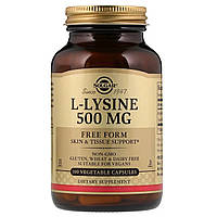 L-Лизин, L-Lysine, Solgar, 500 mg, 100 вегетаріанських капсул OB, код: 7288336