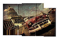 Модульна Картина Декор Карпати Класична Колекція s359 163х99 см Кубинське Таксі (s359) PK, код: 1224807