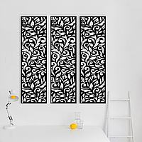 Виниловая интерьерная наклейка декор на стену Растительный орнамент Кавун черный 60х60 см z116-2024