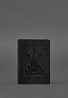 Кожаная обложка для паспорта с канадским гербом черная Crazy Horse BlankNote NX, код: 8131811