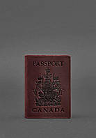 Кожаная обложка для паспорта с канадским гербом бордовая Crazy Horse BlankNote NX, код: 8131816