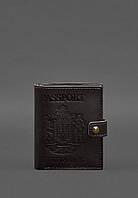 Кожаная обложка-портмоне на паспорт с гербом Украины 25.0 темно-коричневая BlankNote z116-2024