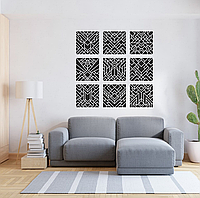 Виниловая интерьерная наклейка декор на стену черный Геометрический орнамент Кавун 60х60 см z116-2024