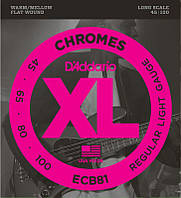 Струны для бас-гитары D'Addario ECB81 Chromes Flatwound Regular Light Bass Strings 45 100 NX, код: 6555890