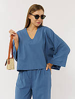 Женская блуза оверсайз M синий Yuki ЦБ-00219290 z117-2024