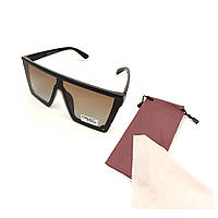 Солнцезащитные очки Cordeo Сelin с черной оправой и коричневой градиентной линзой SP, код: 7416165