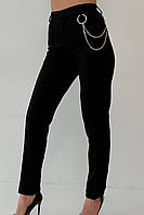 Классические брюки VOLGINA с высокой посадкой и цепочкой M черные (68983030) 007004M BM, код: 8211494