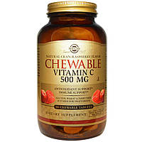 Витамин С жевательный Chewable Solgar клюква-малина 500 мг 90 таблеток TR, код: 7701439