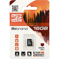 Карта памяти Mibrand MicroSDHC 16gb UHS-1 10 Class Черный NB, код: 8216701