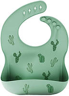 Слюнявчик силиконовый детский 2Life С рисунком кактусы 30х24 см Зеленый (n-10218) ET, код: 8038016