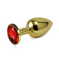 Золота анальна пробка з червоним каменем Rosebud Anal Plug Small Bdsm4u SP, код: 8181665