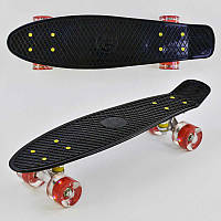 Скейт Пенні борд Best Board зі світними PU-колеслами Black-Red (74193) KB, код: 2676347