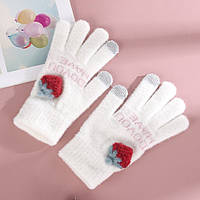 Зимние перчатки с клубничкой Jsstore Белые UP, код: 7430294
