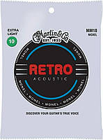 Струны для акустической гитары Martin MM10 Retro Acoustic Guitar Strings Extra Light 10 47 UP, код: 6556534
