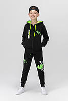 Спортивный костюм для мальчика (кофта, штаны) AZN 826 128 см Черно-зеленый (2000989968696) GR, код: 8310054