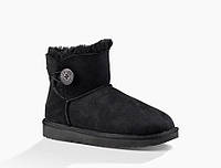 UGG MINI BAILEY BUTTON II BOOT Black-1 UGG Черный 40 (8) Женский Замша 15 см (UGG1_40) TO, код: 2310328