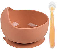 Набор силиконовая круглая тарелка для первых блюд и ложка 2Life 2 предмета Оранжевый (n-10172 ET, код: 8106603