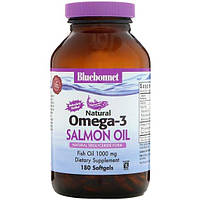 Жир лосося Bluebonnet Nutrition Natural Omega-3 Salmon Oil 1000 mg 180 Softgels BLB0953 AG, код: 7517517