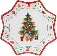 Керамическое блюдо Новогодняя елка 25см в форме снежинки Bona DP186172 LW, код: 8382125
