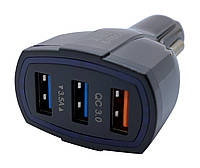 Автомобильное зарядное устройство XON UniLink QC3.0 + 2 x 5V 3.1A Black (5060948063432) IN, код: 8204187