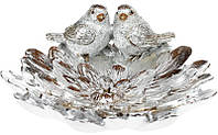 Сервировочное блюдо декоративное Птички на серебристой астре 20см BonaDi z116-2024
