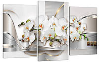 Модульная картина Декор Карпаты в гостиную спальню для интерьера Цветы Орхидеи 53x100 см MK DL, код: 7436569