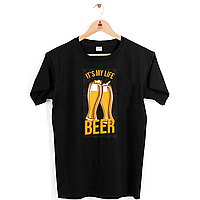 Футболка черная с принтом Арбуз Beer It's my life. Пиво Это моя жизнь XS z114-2024