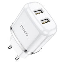 Зарядное устройство USB HOCO N4 2USB 2.4A White N IN, код: 8121951