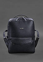 Кожаный городской женский рюкзак на молнии Cooper темно-синий флотар BlankNote z113-2024