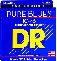 Струны для электрогитары 6 шт DR PHR-10 Pure Blues Pure Nickel Medium Electric Strings 10 46 BK, код: 2660148