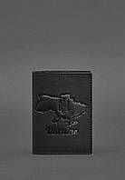 Кожаная обложка для паспорта с картой Украины черный краст BlankNote GG, код: 8132074