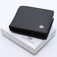 Мужское кожаное портмоне среднего размера ST Leather ST108 Черный, SAK